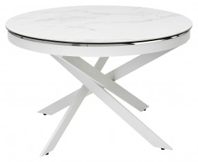 Стол TRENTO 120 HIGH GLOSS STATUARIO Белый мрамор глянцевый, керамика/ белый каркас, ®DISAUR в Златоусте - zlatoust.ok-mebel.com | фото 2
