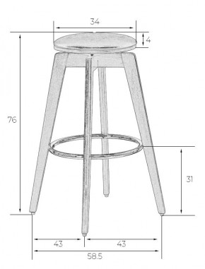 Табурет барный DOBRIN TOM"77, цвет черный глянец PU ABD 002 в Златоусте - zlatoust.ok-mebel.com | фото 7