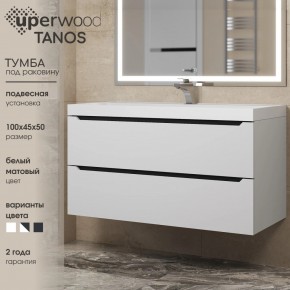 Тумба под раковину Uperwood Tanos 100 см, подвесная, белая/графит в Златоусте - zlatoust.ok-mebel.com | фото 3