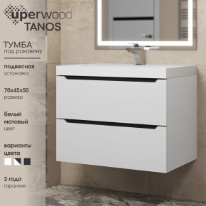 Тумба под раковину Uperwood Tanos 70 см, подвесная, белая/графит в Златоусте - zlatoust.ok-mebel.com | фото 3