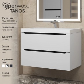 Тумба под раковину Uperwood Tanos 80 см, подвесная, белая/графит в Златоусте - zlatoust.ok-mebel.com | фото 3