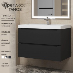 Тумба под раковину Uperwood Tanos 80 см, подвесная, черная матовая в Златоусте - zlatoust.ok-mebel.com | фото 3