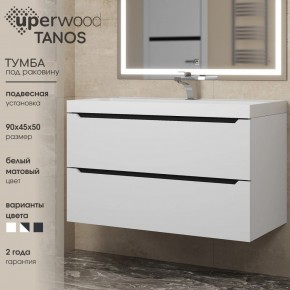 Тумба под раковину Uperwood Tanos 90 см, подвесная, белая/графит в Златоусте - zlatoust.ok-mebel.com | фото 3