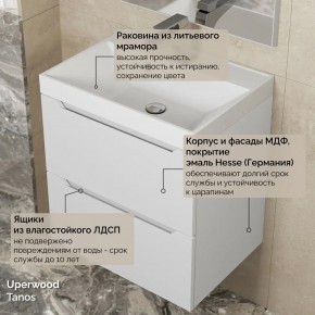 Тумба с раковиной Uperwood Tanos 50 см, подвесная, белая матовая в Златоусте - zlatoust.ok-mebel.com | фото 6